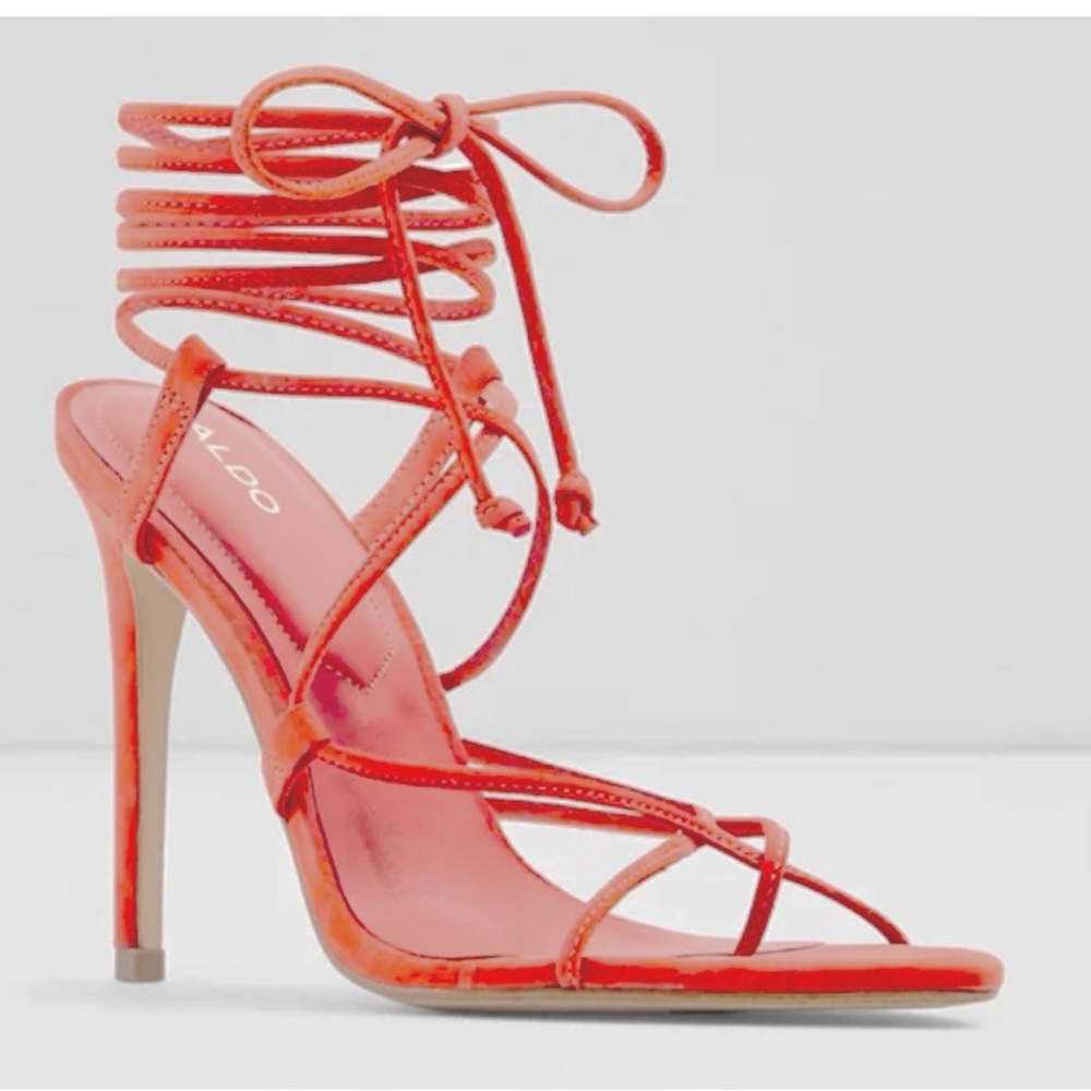 Aldo Vibrant Red Lace-Up Heels